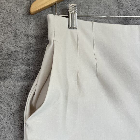 Nicole Miller Pants Women Large Cream Mid Rise Peg Leg Pullon Pockets Office NEW - Picture 2 of 12